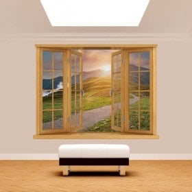 Ventanas 3D Montañas Atardecer