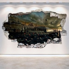 Pared Rota Vinilos 3D Ciudad Ciencia Ficción
