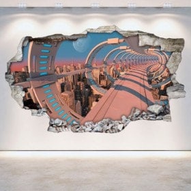 Vinilos 3D Pared Rota Ciencia Ficción