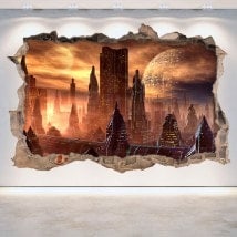 Vinilos 3D Scifi Agujero Pared Ciencia Ficción