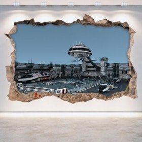 Pared Rota Vinilos 3D Naves Espaciales