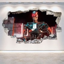 Vinilos Pared Rota 3D Terminator Génesis