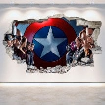 Vinilos 3D Capitán América Pared Rota