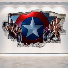 Vinilos 3D Capitán América Pared Rota