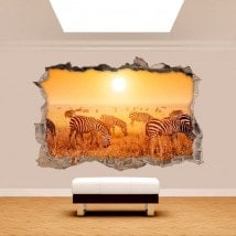 Vinilos Pared Rota 3D Cebras África