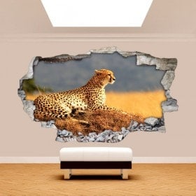 Vinilos Pared Rota 3D Leopardo África
