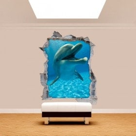 Vinilos Pared Rota Delfines 3D