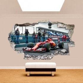 Vinilos 3D Pared Rota Coches Fórmula 1