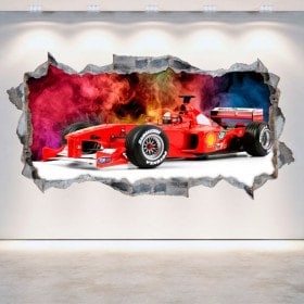 Vinilos 3D Fórmula 1 Agujero Pared