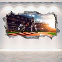 Vinilos 3D Pared Rota Béisbol