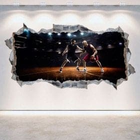Vinilos 3D Pared Rota Baloncesto