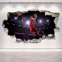 Vinilos Agujero Pared Baloncesto 3D