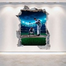 Vinilos Pared Rota 3D Baseball