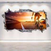 Vinilos 3D Ciclismo Agujero Pared