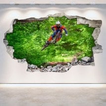 Vinilos 3D Mountain Bike Agujero Pared