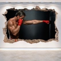 Vinilos 3D Pared Rota Boxeo
