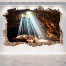 Vinilos 3D Grutas Y Cuevas Agujero Pared
