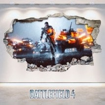 Vinilos Decorativos Battlefield Pared Rota 3D