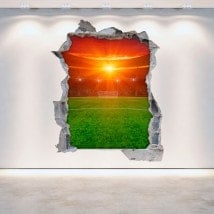 Vinilos Estadio De Fútbol Pared Rota 3D