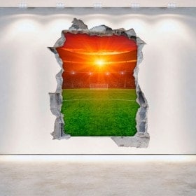 Vinilos Estadio De Fútbol Pared Rota 3D