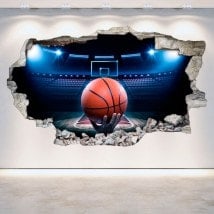 Vinilos Baloncesto Pared Rota 3D
