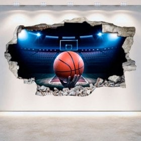 Vinilos Baloncesto Pared Rota 3D