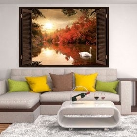 Ventanas 3D Cisne En El Lago