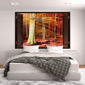 Ventana 3D Árboles Otoño