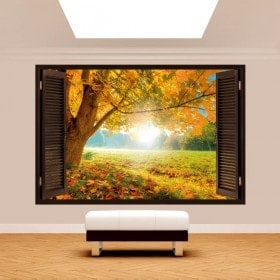 Ventana 3D Árbol En El Campo