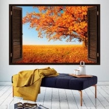 Ventanas 3D Árbol Otoño
