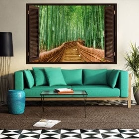 Ventana 3D Bambú Escaleras