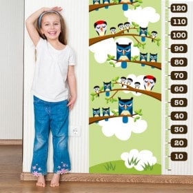 Vinilo Medidor Infantil Búhos Y Pájaros