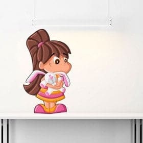 Vinilos Infantiles Ni&ntilde;a Con Peluche