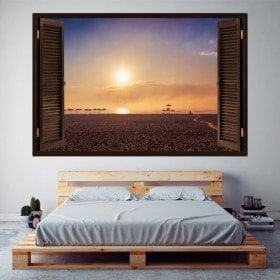 Ventanas En Vinilo 3D Atardecer En La Playa