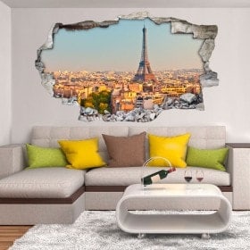 Vinilos Agujero Pared París Torre Eiffel