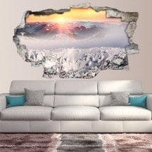 Vinilos 3D Atardecer Montañas Nevadas