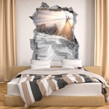 Vinilos Pared Rota Montañas Nevadas