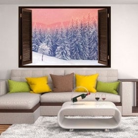 Ventanas Vinilos 3D Nieve En Las Montañas