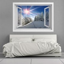Ventanas Vinilos 3D Montañas Nevadas Rayos De Sol