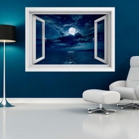 Ventanas De Vinilo 3D Luna Sobre El Mar