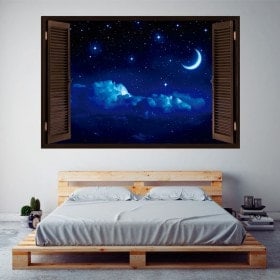 Ventanas De Vinilo 3D Luna Y Estrellas