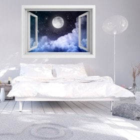 Ventanas En Vinilo Luna Llena 3D