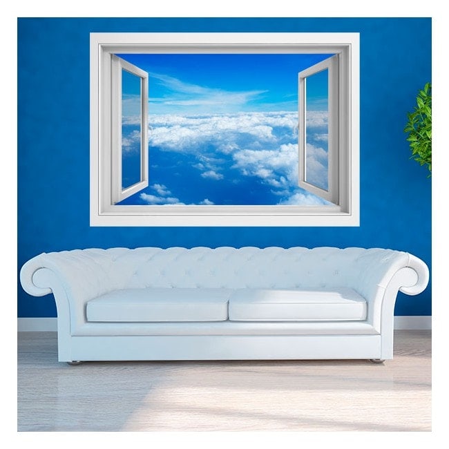 Vinilo Decorativo Ventana con Nubes