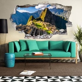 Vinilos 3D Agujero Pared Machu Picchu