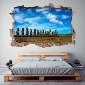 Vinilos 3D Mo&aacute;is Ahu Tongariki Isla De Pascua Chile
