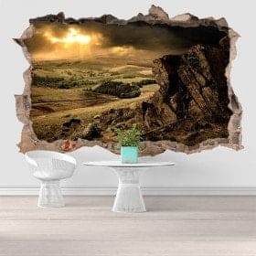 Vinilo 3D Atardecer En La Monta&ntilde;a