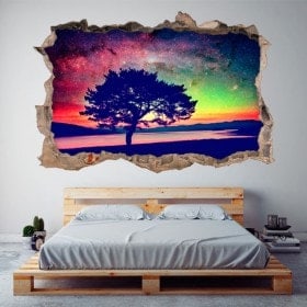 Vinilos 3D Árbol Cielo Estrellas
