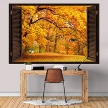 Ventanas En Vinilo 3D Árboles Otoño