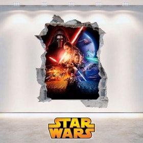 Vinilos Star Wars Pared Rota 3D