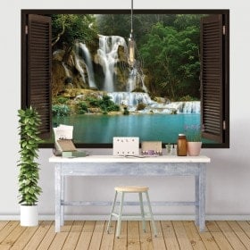 Ventanas De Vinilo Cascadas En El Bosque
